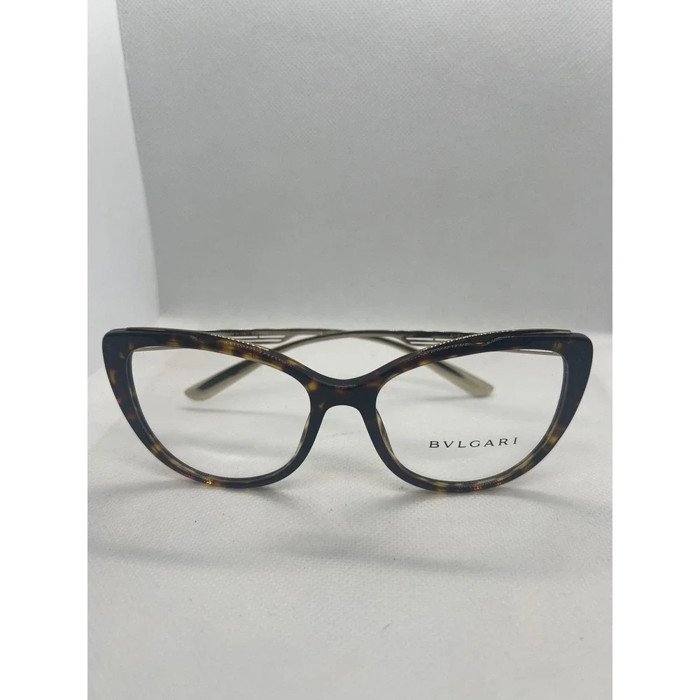 Bvlgari 4181 Eyeglasses Womens Dark Havana Tortoise Gold Cat Eye Frames 504 53mm